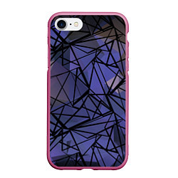 Чехол iPhone 7/8 матовый Blue with black stripes pattern, цвет: 3D-малиновый