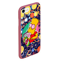 Чехол iPhone 7/8 матовый Bart Simpson пьёт лимонад, цвет: 3D-малиновый — фото 2