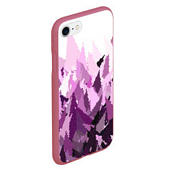 Чехол iPhone 7/8 матовый Мозаичный узор в розовых и сиреневых тонах на бело, цвет: 3D-малиновый — фото 2