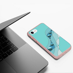 Чехол iPhone 7/8 матовый Голубая геометрическая абстракция Круги и сферы Го, цвет: 3D-светло-розовый — фото 2
