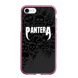 Чехол iPhone 7/8 матовый Pantera метал - черепа, цвет: 3D-малиновый