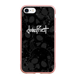 Чехол iPhone 7/8 матовый Judas Priest - краска черепа, цвет: 3D-светло-розовый