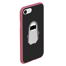 Чехол iPhone 7/8 матовый Акула Черный фон, цвет: 3D-малиновый — фото 2