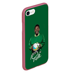 Чехол iPhone 7/8 матовый Пеле PELE легенда футбола, цвет: 3D-малиновый — фото 2