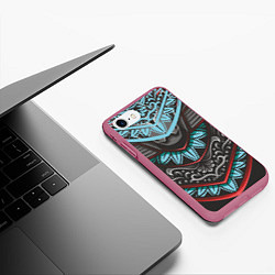 Чехол iPhone 7/8 матовый Узорчатые узоры, цвет: 3D-малиновый — фото 2