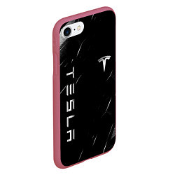 Чехол iPhone 7/8 матовый Тесла - Черная абстракция, цвет: 3D-малиновый — фото 2