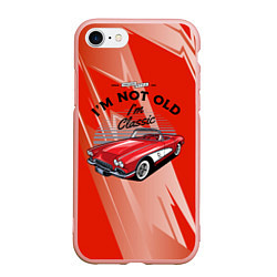 Чехол iPhone 7/8 матовый Старая красная машина, цвет: 3D-светло-розовый