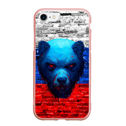 Чехол iPhone 7/8 матовый Русский медведь арт, цвет: 3D-светло-розовый
