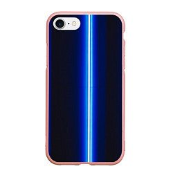 Чехол iPhone 7/8 матовый Неоновое синее свечение, цвет: 3D-светло-розовый