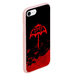 Чехол iPhone 7/8 матовый Bring Me the Horizon красный фонтик, цвет: 3D-светло-розовый — фото 2
