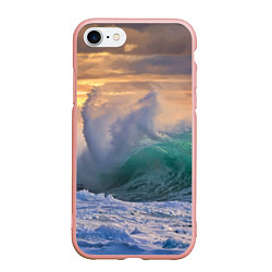 Чехол iPhone 7/8 матовый Штормовая волна, накатывающая на берег, цвет: 3D-светло-розовый