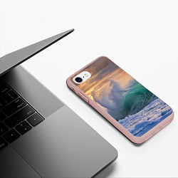 Чехол iPhone 7/8 матовый Штормовая волна, накатывающая на берег, цвет: 3D-светло-розовый — фото 2