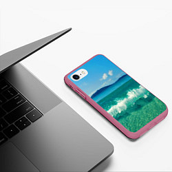 Чехол iPhone 7/8 матовый Волна набегает на берег, цвет: 3D-малиновый — фото 2