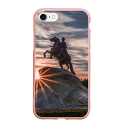 Чехол iPhone 7/8 матовый Санкт-Петербург: медный всадник, цвет: 3D-светло-розовый