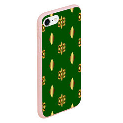 Чехол iPhone 7/8 матовый Золото узоры на зеленом фоне, цвет: 3D-светло-розовый — фото 2