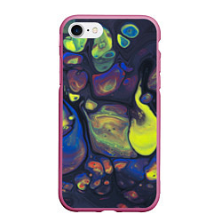 Чехол iPhone 7/8 матовый Неоновые светящиеся камни, цвет: 3D-малиновый