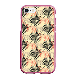 Чехол iPhone 7/8 матовый Пальмы и гепард узор, цвет: 3D-малиновый