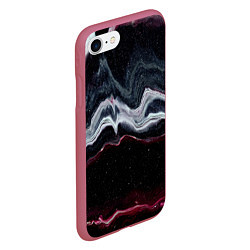 Чехол iPhone 7/8 матовый Волнообразные следы белого и красного песка, цвет: 3D-малиновый — фото 2