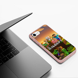Чехол iPhone 7/8 матовый Альберт Minecraft, цвет: 3D-светло-розовый — фото 2