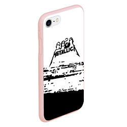 Чехол iPhone 7/8 матовый Metallica - черная текстура, цвет: 3D-светло-розовый — фото 2
