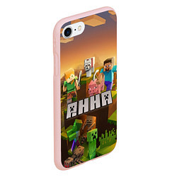Чехол iPhone 7/8 матовый Анна Minecraft, цвет: 3D-светло-розовый — фото 2