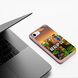 Чехол iPhone 7/8 матовый Вера Minecraft, цвет: 3D-светло-розовый — фото 2