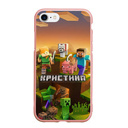 Чехол iPhone 7/8 матовый Кристина Minecraft, цвет: 3D-светло-розовый