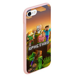 Чехол iPhone 7/8 матовый Кристина Minecraft, цвет: 3D-светло-розовый — фото 2