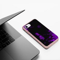 Чехол iPhone 7/8 матовый Blink 182 фиолетовые брызги, цвет: 3D-светло-розовый — фото 2
