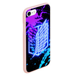 Чехол iPhone 7/8 матовый Attack on Titan neon, цвет: 3D-светло-розовый — фото 2