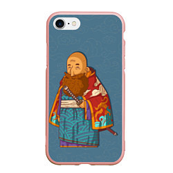 Чехол iPhone 7/8 матовый Лысый самурай, цвет: 3D-светло-розовый