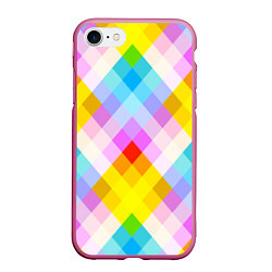 Чехол iPhone 7/8 матовый Узор из разноцветных ромбов, цвет: 3D-малиновый