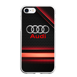 Чехол iPhone 7/8 матовый Audi абстракция карбон, цвет: 3D-белый