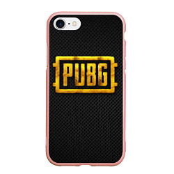 Чехол iPhone 7/8 матовый PUBG gold, цвет: 3D-светло-розовый