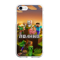 Чехол iPhone 7/8 матовый Полина Minecraft, цвет: 3D-белый