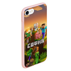 Чехол iPhone 7/8 матовый София Minecraft, цвет: 3D-светло-розовый — фото 2