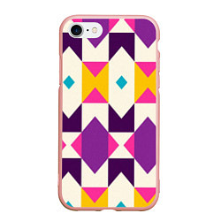 Чехол iPhone 7/8 матовый Геометрический цветной орнамент, цвет: 3D-светло-розовый