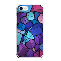 Чехол iPhone 7/8 матовый Цветные кубы, цвет: 3D-белый