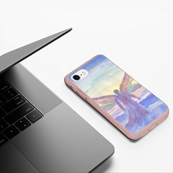 Чехол iPhone 7/8 матовый Архангел в облаках акварель, цвет: 3D-светло-розовый — фото 2