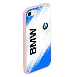 Чехол iPhone 7/8 матовый Bmw синяя текстура, цвет: 3D-светло-розовый — фото 2