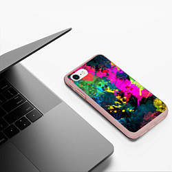 Чехол iPhone 7/8 матовый Разноцветные кляксы красов, цвет: 3D-светло-розовый — фото 2