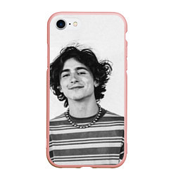 Чехол iPhone 7/8 матовый Timothee Chalamet black white photo, цвет: 3D-светло-розовый