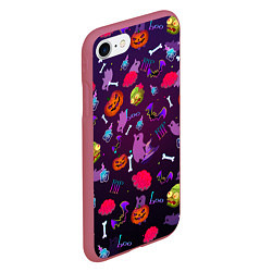 Чехол iPhone 7/8 матовый Это Хэллоуин, цвет: 3D-малиновый — фото 2
