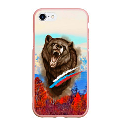 Чехол iPhone 7/8 матовый Не буди зверя русский медведь, цвет: 3D-светло-розовый