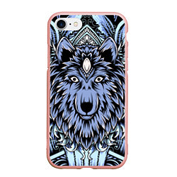 Чехол iPhone 7/8 матовый Изображение волка, цвет: 3D-светло-розовый