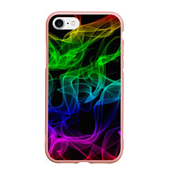 Чехол iPhone 7/8 матовый Разноцветный неоновый дым, цвет: 3D-светло-розовый