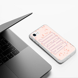 Чехол iPhone 7/8 матовый Лена по-вертикали с розовым фоном, цвет: 3D-белый — фото 2
