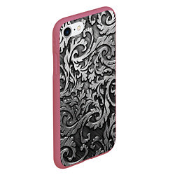 Чехол iPhone 7/8 матовый Стальные узоры, цвет: 3D-малиновый — фото 2