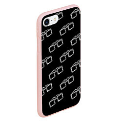 Чехол iPhone 7/8 матовый Модные очки черно-белый узор, цвет: 3D-светло-розовый — фото 2