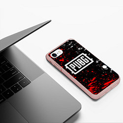 Чехол iPhone 7/8 матовый PUBG white grunge, цвет: 3D-светло-розовый — фото 2